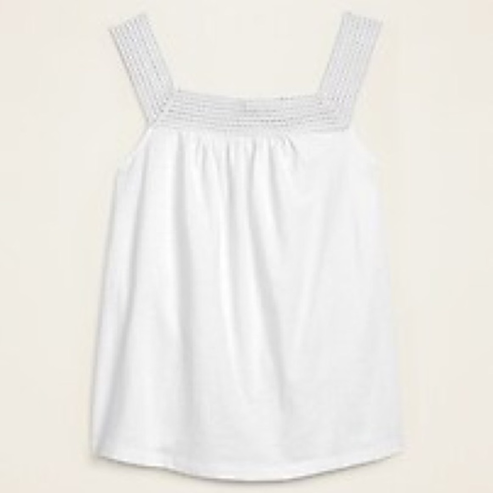 Old Navy White Crochet-Yoke Slub-Knit Tank Top Size Small